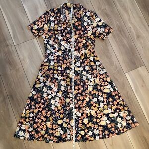 Chetta B. Floral Short Sleeve Dress with pockets and matching belt